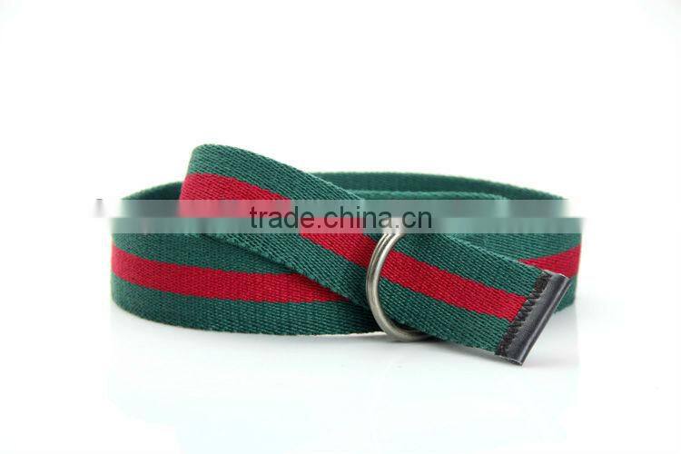 Beyond Boys' Green&Red Striped Web Belt with D-ring Closure