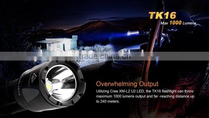 Fenix TK16 dual tactical tail switch 1000 lumen rechargeable tactical flashlight
