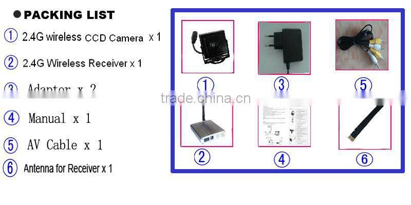 wireless mini color CCD audio camera&cctv camera wholesale&4-channle operation