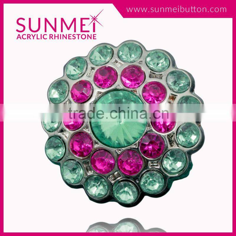 Bulk Black Round Plastic Buttons 25mm with Multiple Fancy Rhinestone