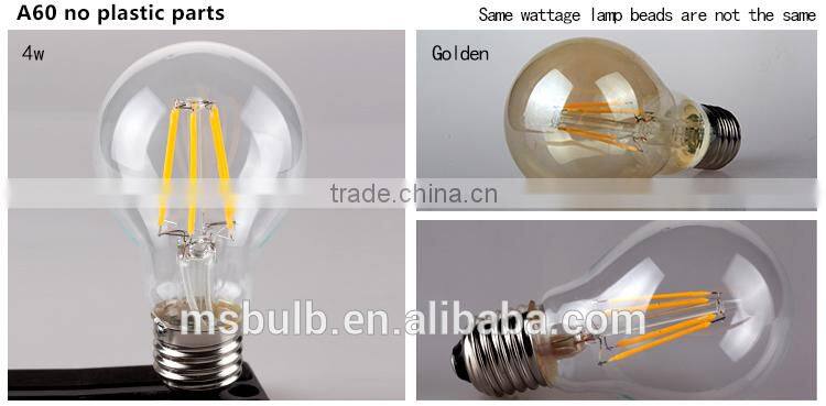 certificate approved clear glass A60 filament bulb light led bulb e27, dimmable led bulb 2600k, cheap dimmable led bulbs