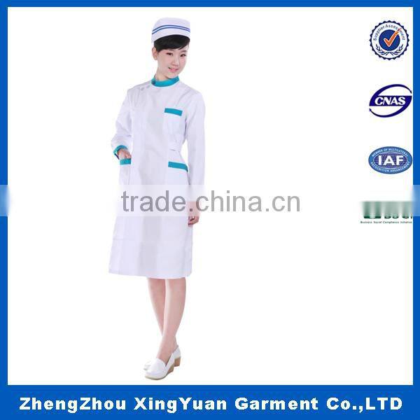 doctor uniform printed/embroideried customized logo for female/men/unisex white long sleeve lab coat with inner pocket OEM