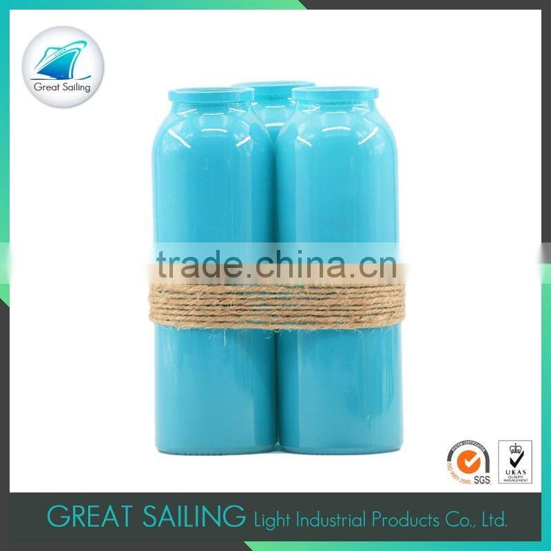 blue 3pcs mini decorated flower glass vase