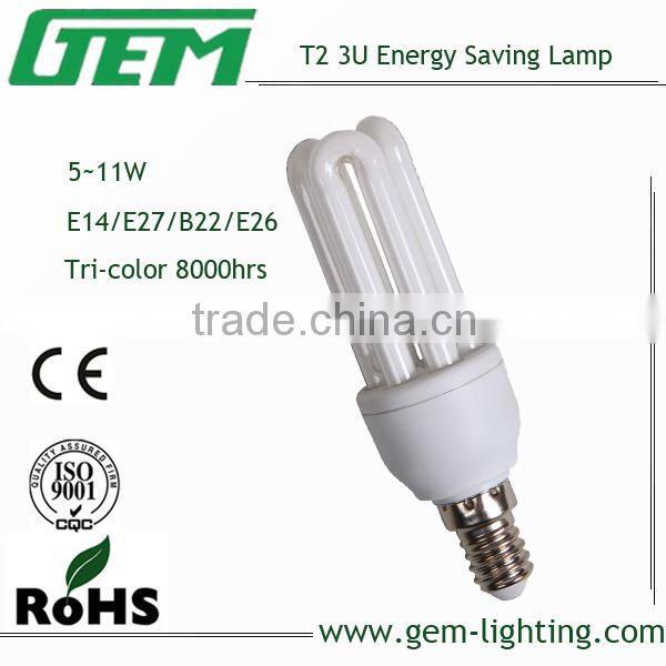 T315w bulb, u shape cfl lamps with E27 lamp base