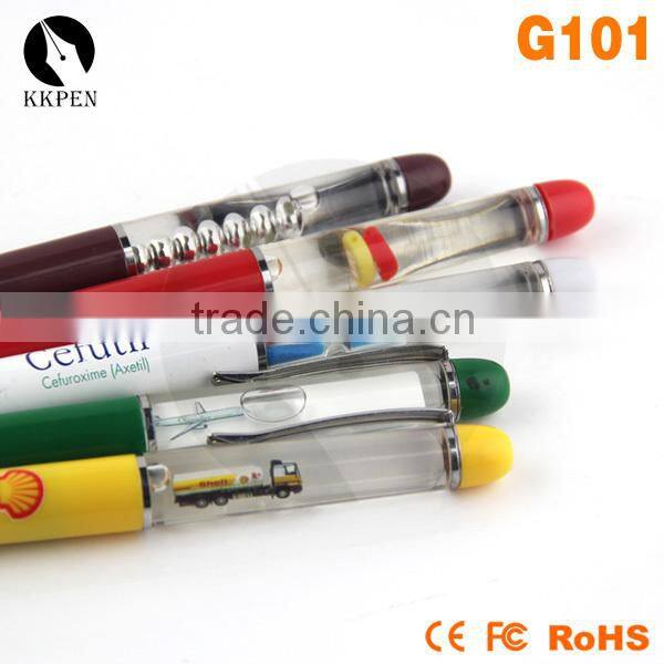 KKPEN customized metal liquid light up pen with sand timer floater