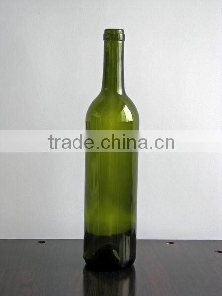 750ml, 500ml and 375ml antique green glass wine bottle with cork