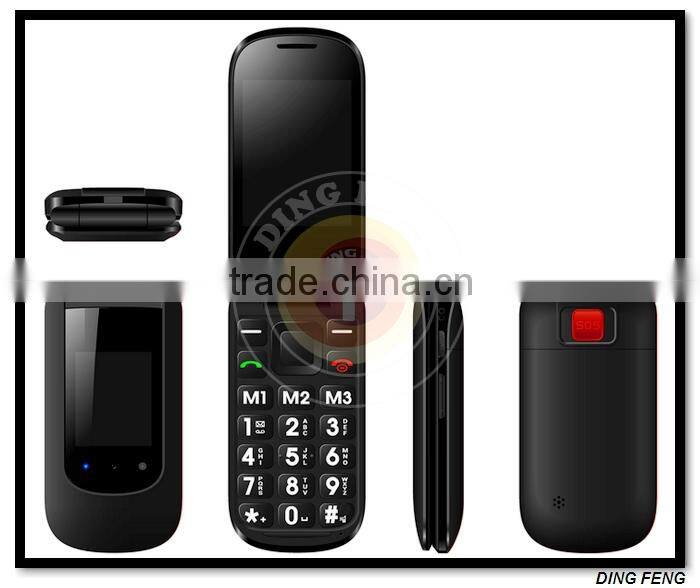 2.4INCH QVGA High Volume MTK6260 Big Font SOS GSM GPRS Dual SIM Flip Mobiles Phone T09