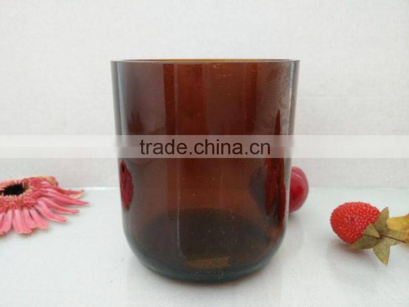 Candle glass jar, dark amber, black or white