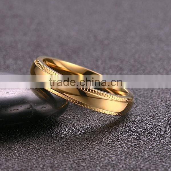 New Arrival Embossing 18K Plated Stainless Steel Ring