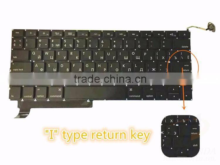 Original RU Version Keyboard for MBP Unibody 15inch A1286 RU Version No Backlight "I"type RETURN KEY 2009-2012
