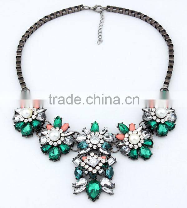 Multicolor Acrylic Pearl Flower Choker Collar Pendant Statement Necklace Women Fashion Necklaces for Women 2014