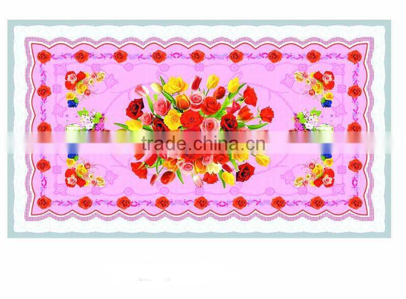 Newest transparent printed flowers all-in-one vinyl table cloth piece/roll