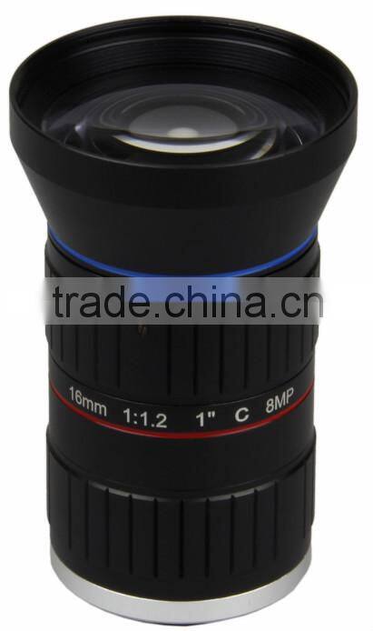 8 megapixel lenses F1.2 Monofocal length 16mm ITS CCTV Lens C Mount Manual iris Lens
