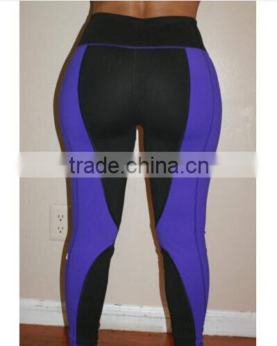 Tight Sport Fitness Yoga Black Purple Pants Large