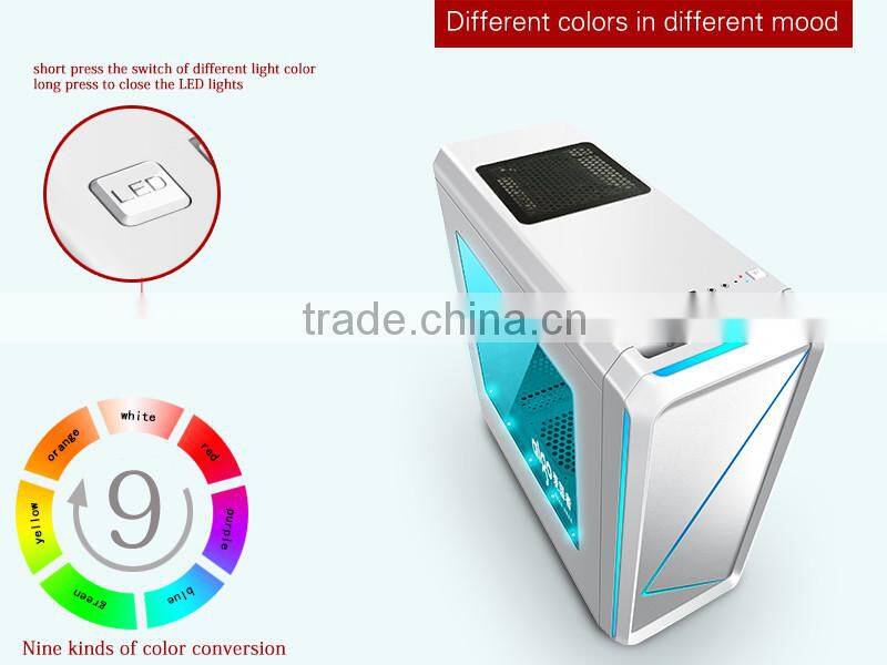 T10 aigo transparent side panel colorful LED water cooled USB3.0 HD AUDIOcomputer case