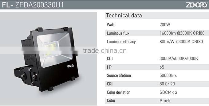 200w 80ra 80lm no need driver structural waterproof 2mm thick pcb Anti-surge 10kv aluminium reflector