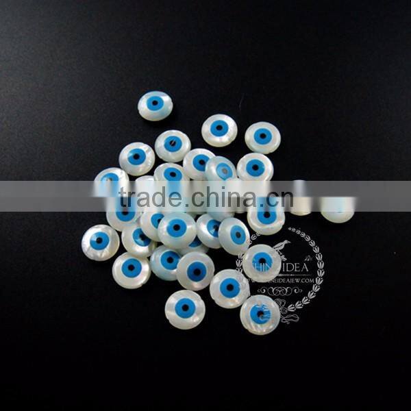 12mm blue white mother of pearl shell Turkish evil eye beads flat round loose beads for DIY earring ,ring DIY findings 3000042