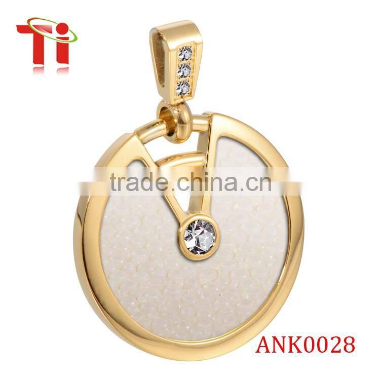 Luxury best friend forever zircon pendant for girls, genuine stingray leather pendant 18k gold plated necklace jewelry
