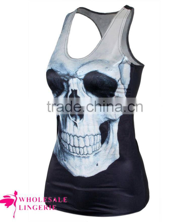 Black Scary Ladies Skull Snake 3D Printed Tank Top BX121 tank top women