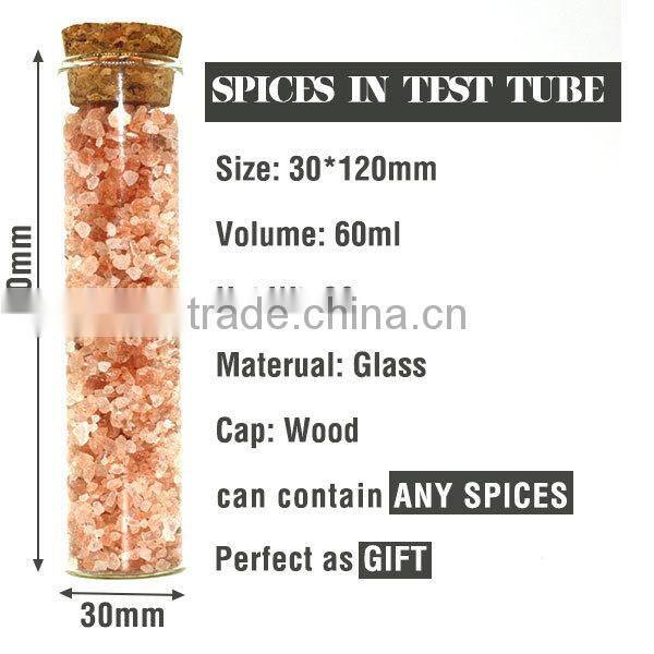 30X120mm 60ml Spice Tube with Wooden Cap