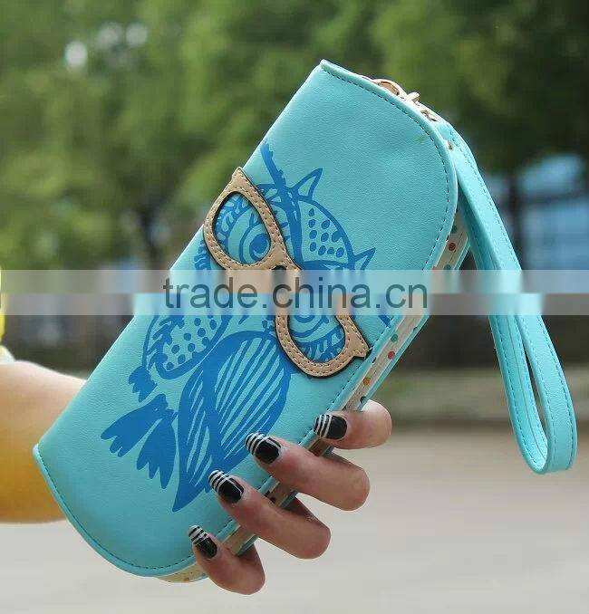 Cute Owl Glasses Hit Color Printing Korean Rounded Zipper Long Women Wallet New Fashion Ladies Clutch Card & ID Holders Purse