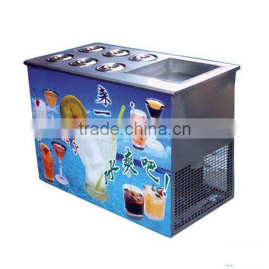 China hot sale single square pan fried ice machine with six buckets fried ice cream roll machine ice cream frying machine