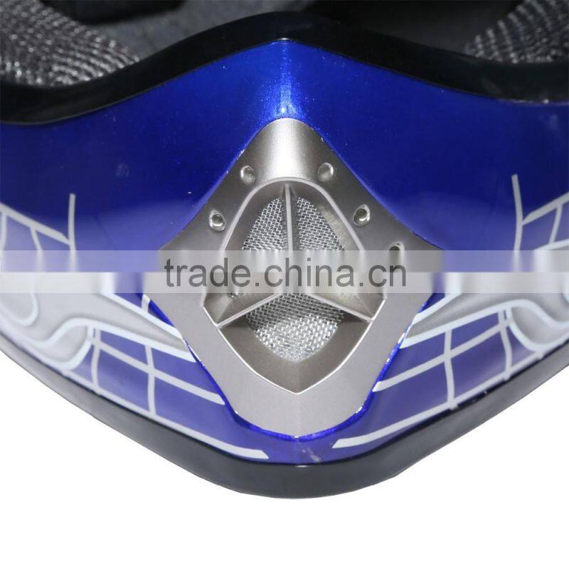Youth Blue Skull Dirt Bike ATV Motocross Helmet Goggles+Gloves+Interphone S M L