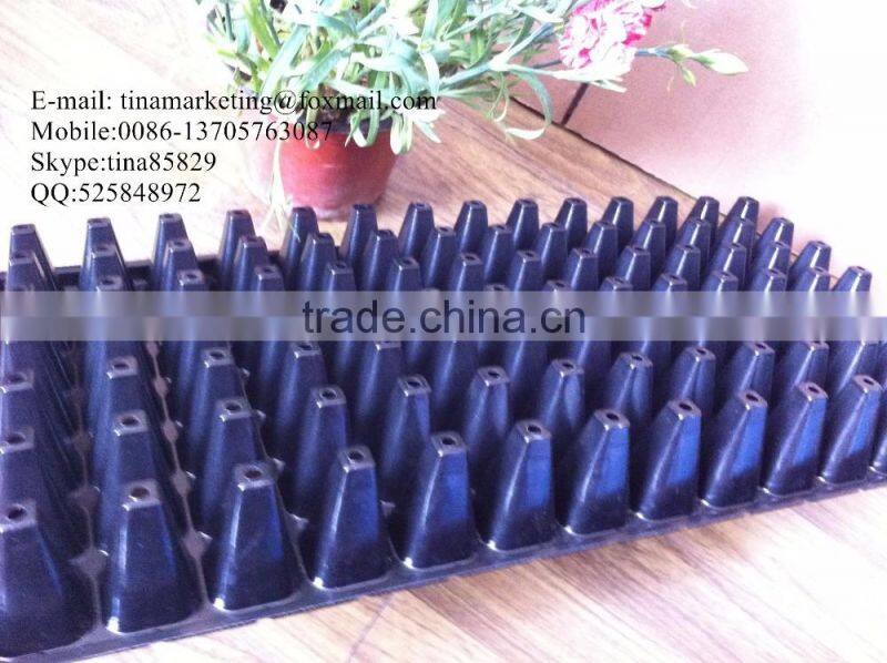 Custom Strong Quality Black Shining PS Plastic Flower Seed Starting Trays 98 Cell 530*280*55mm