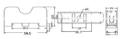 FB-6012 Panel Mounted 600V 2 Pole 15 Amp Glass Fuse Base