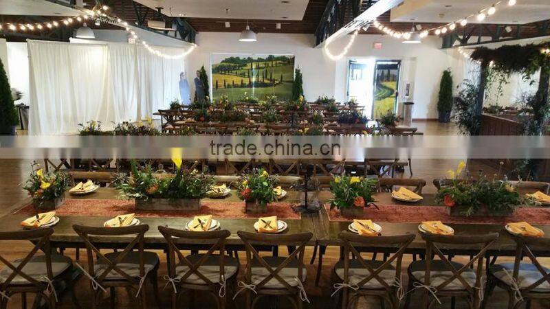 Solid wood stacking antique finish cross back chair