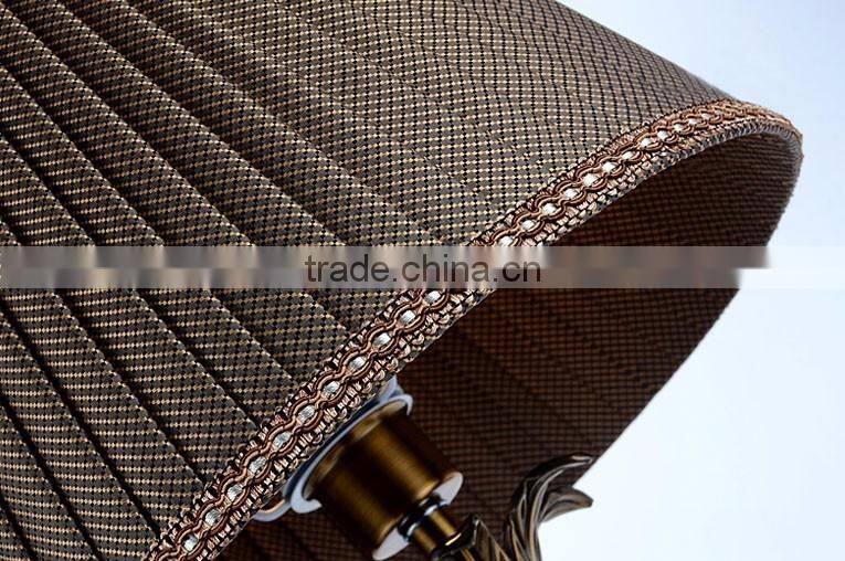 Brown lampshade clear K9 crystal table lamp with plated metal lampstand