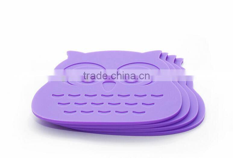Owl Shaped Silicone Waterproof Heat Resistant Table mat&silicone baking mat*silicone coaster&silicone placemat