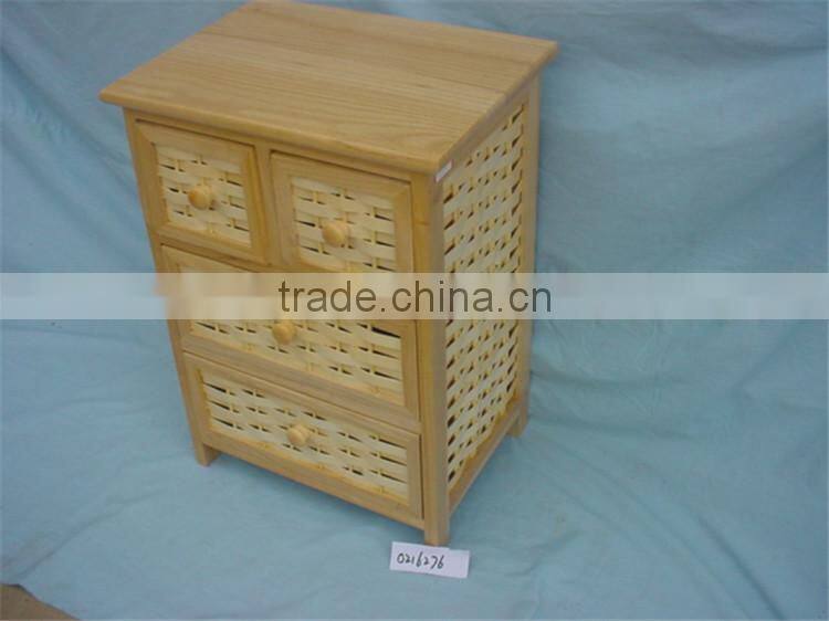 Custom high quality wicker basket drawers wooden storage cabinet