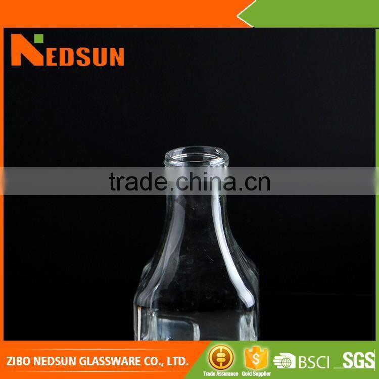 1000ml square glass clear water bottle