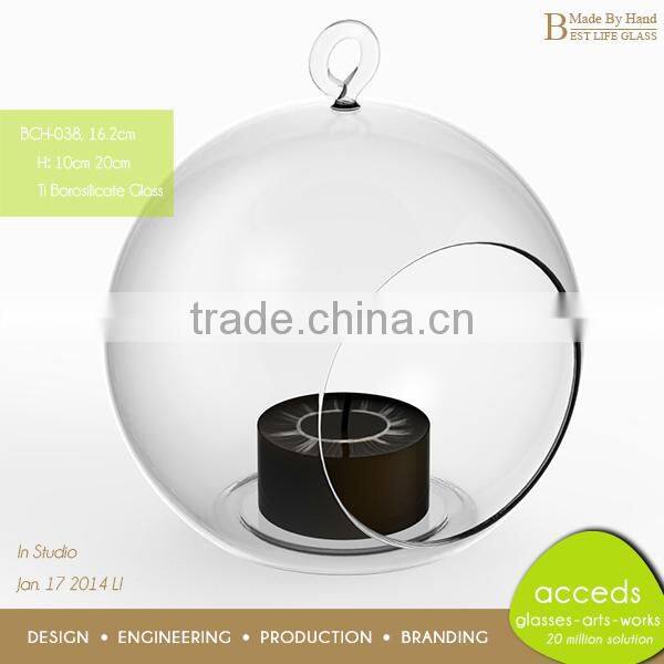 Wholesale Fashional Pyrex Glass Hanging Tea Light Candle Holders