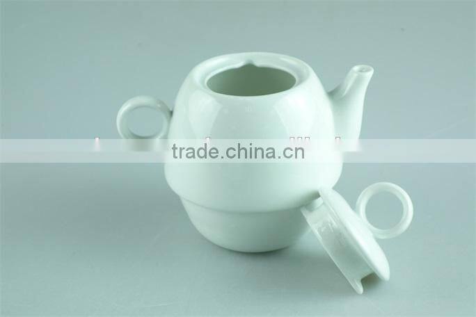 White cheap ceramic teapot with cup set for tea/coffee use
