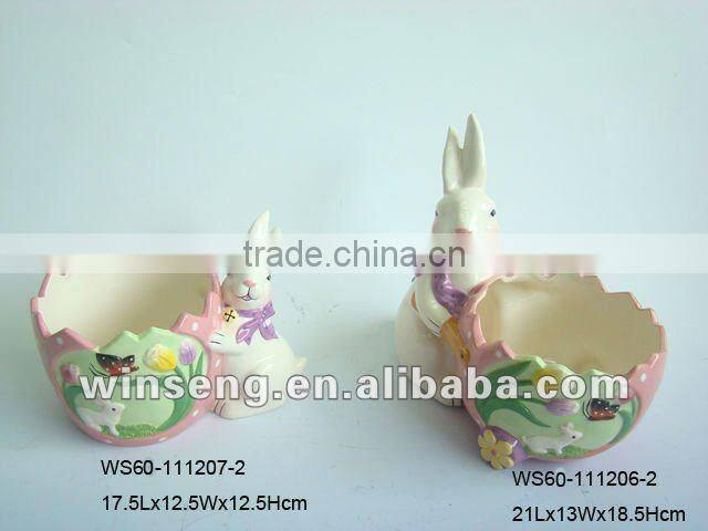 Lovely white Easter rabbit ceramic ashtray