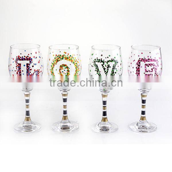 Hot Sale Red Wine Glass with silver or gold deco