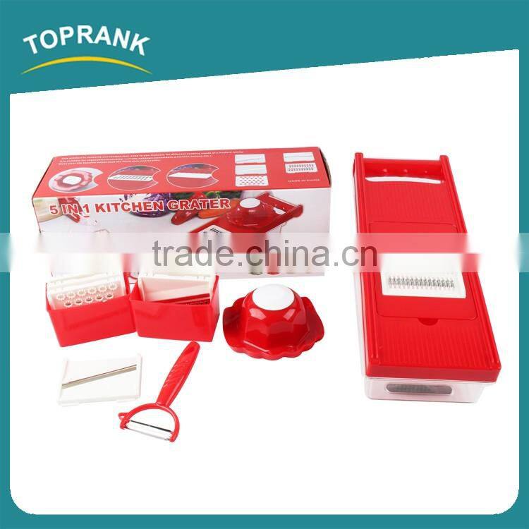 Toprank Custom Logo Multi Manual Vegetable Chopper Food Salad Vegetable Fruit Cutter With 7 Interchangeable Blades