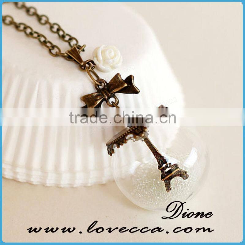 Romantic elegant jewelry/ mini glass globe bottle/ glass ball pendant necklace