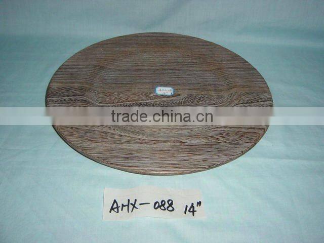 antique round decorative wooden dinner plate