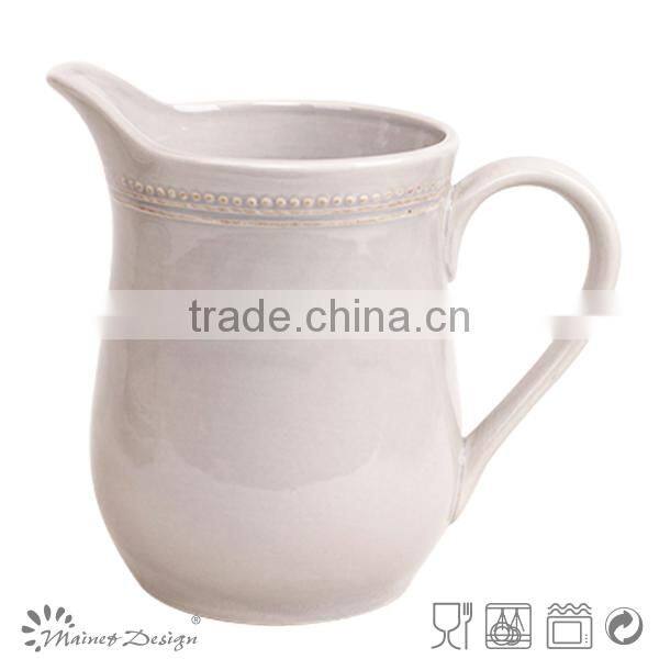 Hot selling Delicate Emboss Stoneware Houseware Ceramic Pitcher