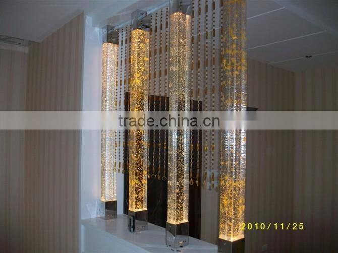 glass bubble pillar with led light for interior decoration