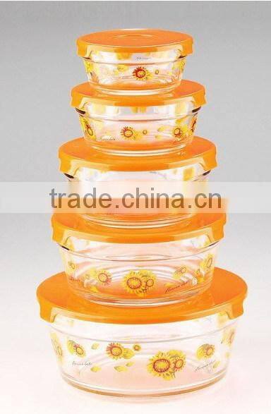 durable transparent glass food storage bowl