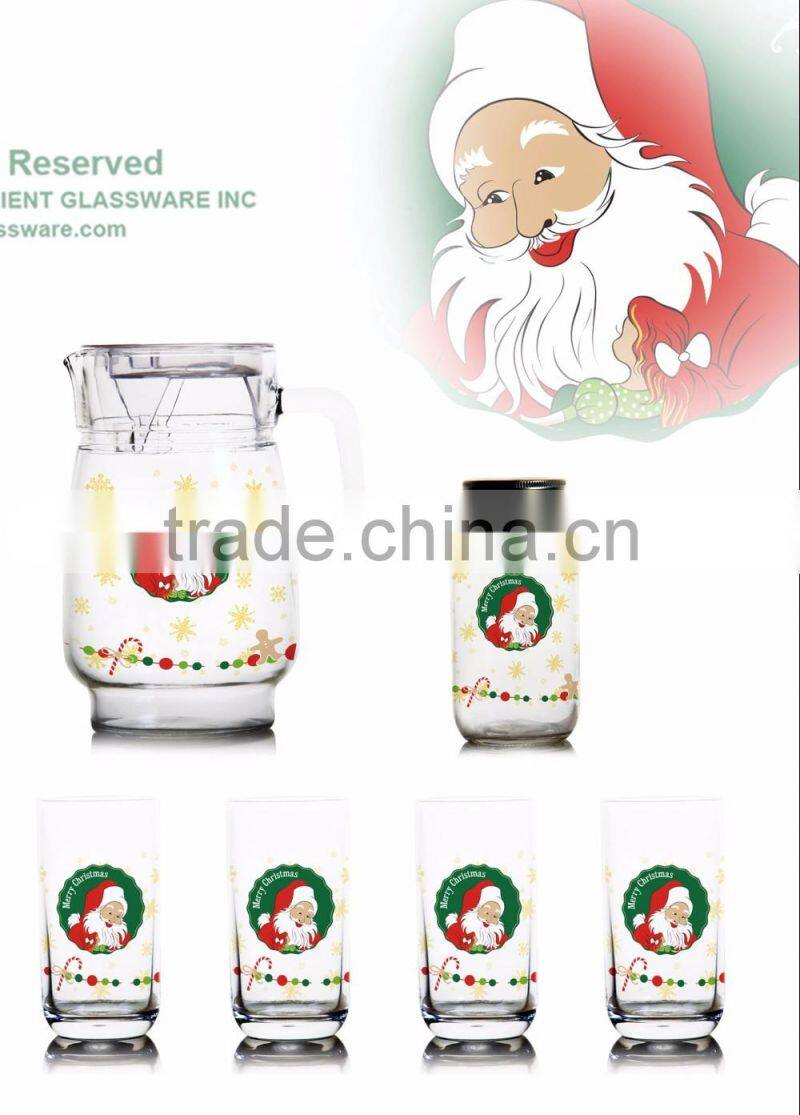 1300ml 1000ml halloween christmas fruit color printing jug set and water glass jug set and glass Carafe and decanter