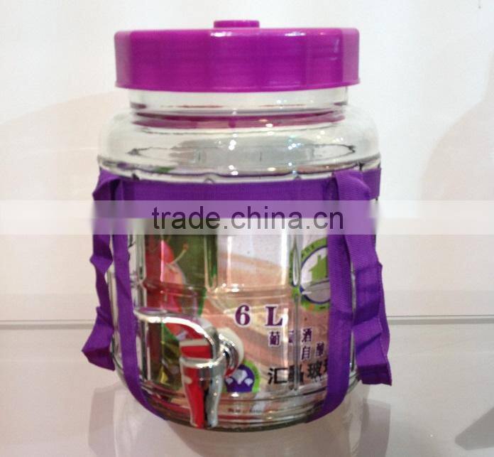 High quality clear glass container with tap