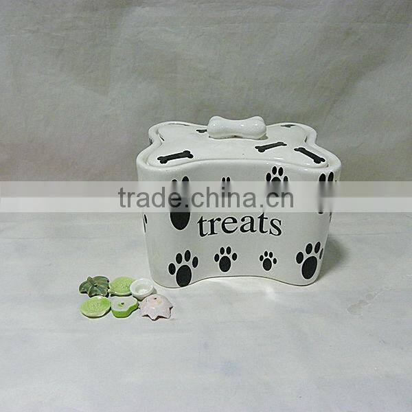 Bone Shaped Ceramic Dog Treat Jar