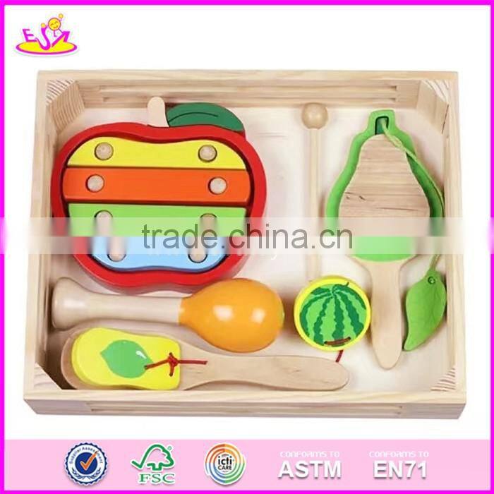 2017 New design fruit shape multi-function wooden music toys for toddlers W07A118