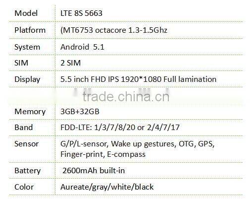 8S mobile 4G LTE8S5663 5.5" hot selling android phone