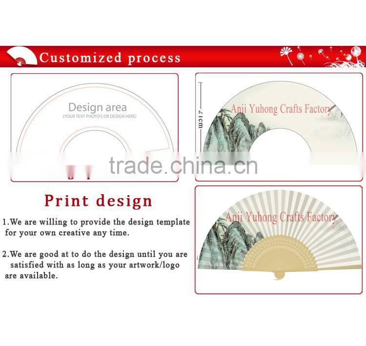High quality and cheap bamboo fabric hand fans for wedding or festival gift